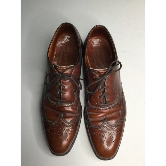 VTG Frank Brothers Cognac Burgundy Brown Brogue Wingtip Oxfords Men’s Sz 12 AAA main image 5